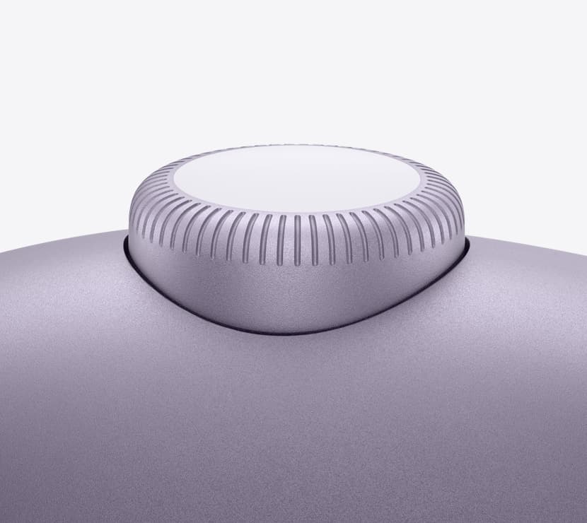 AirPods Max 2 headphones, purple color, detail of Digital Crown
