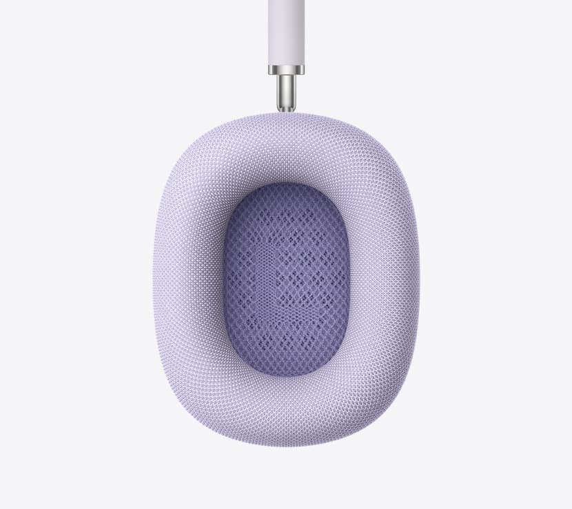 AirPods Max 2 headphones, purple color, detail of ear cushion interior