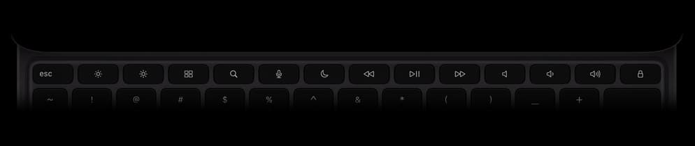 Magic Keyboard, top exterior, landscape orientation, black color, 14-key function row