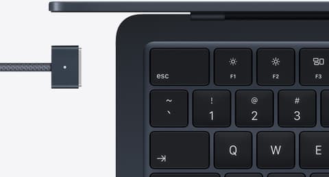 MacBook Air in Midnight color with color-matched MagSafe cable