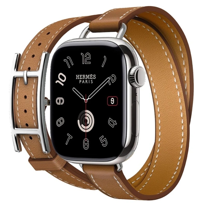 Apple Watch Hermès Series 11 · 46 мм · титан — GPS + Cellular · Hapi Attelage Double Tour · Gold · 64 ГБ · Серебристый · GPS + Cellular
